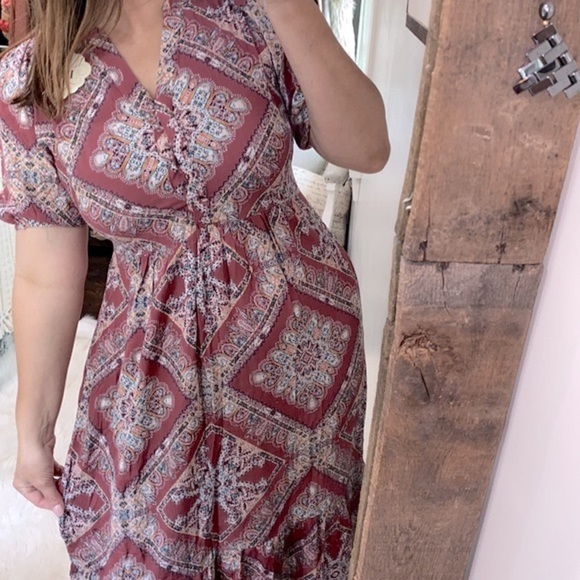 Pink rose mauve floral maxi dress size xsmall new with tags - Picture 4 of 9